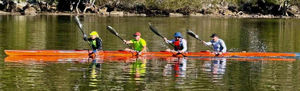 k4 racing kayak with 4 paddlers